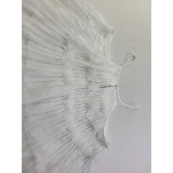 Ramy Brook Women's S White Lined Pleated Ruffle Tank Top Cropped READ - Picture 11 of 11